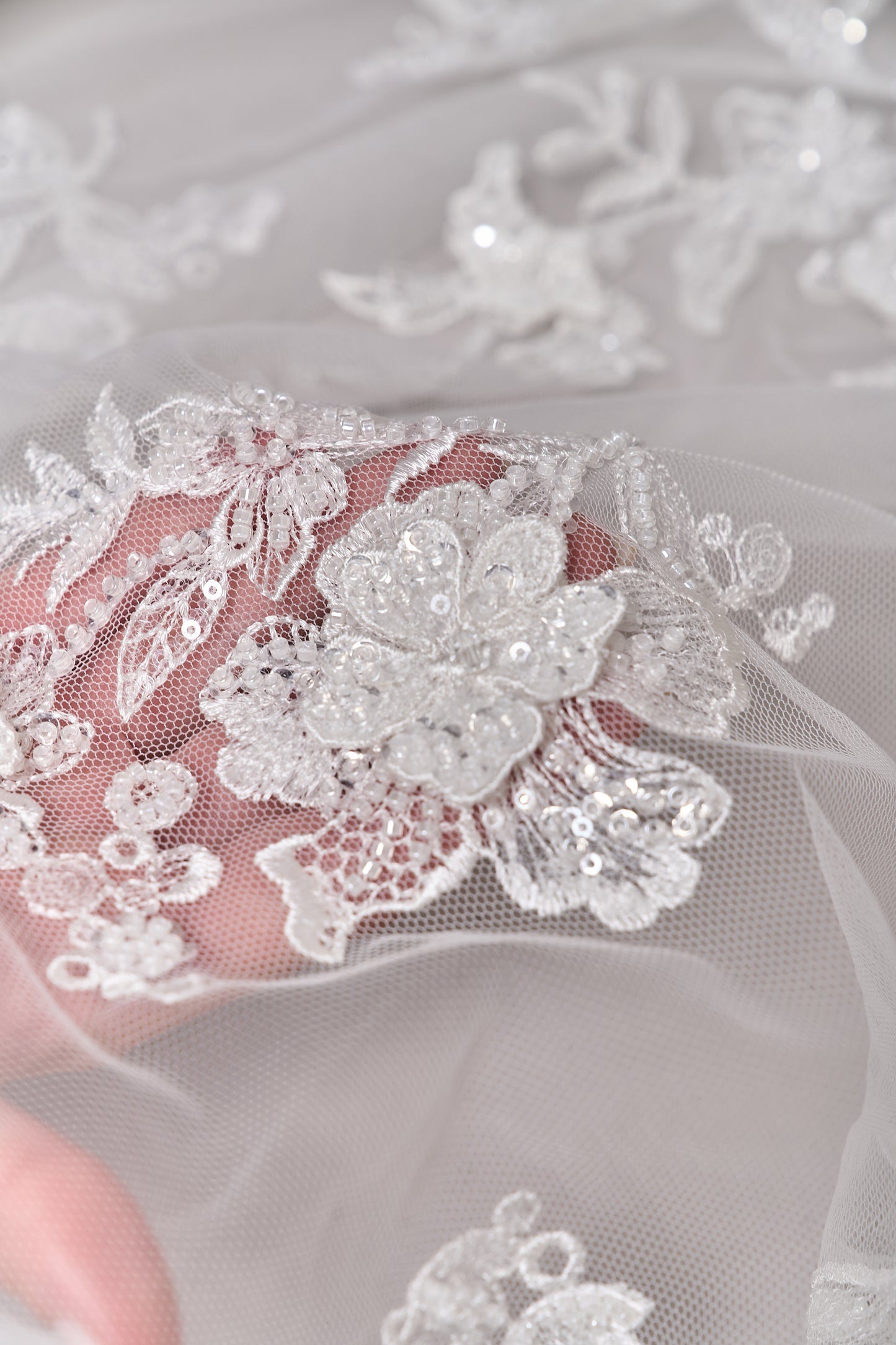 S0683 - EMBROIDERY TULLE WITH 3D FLOWERS