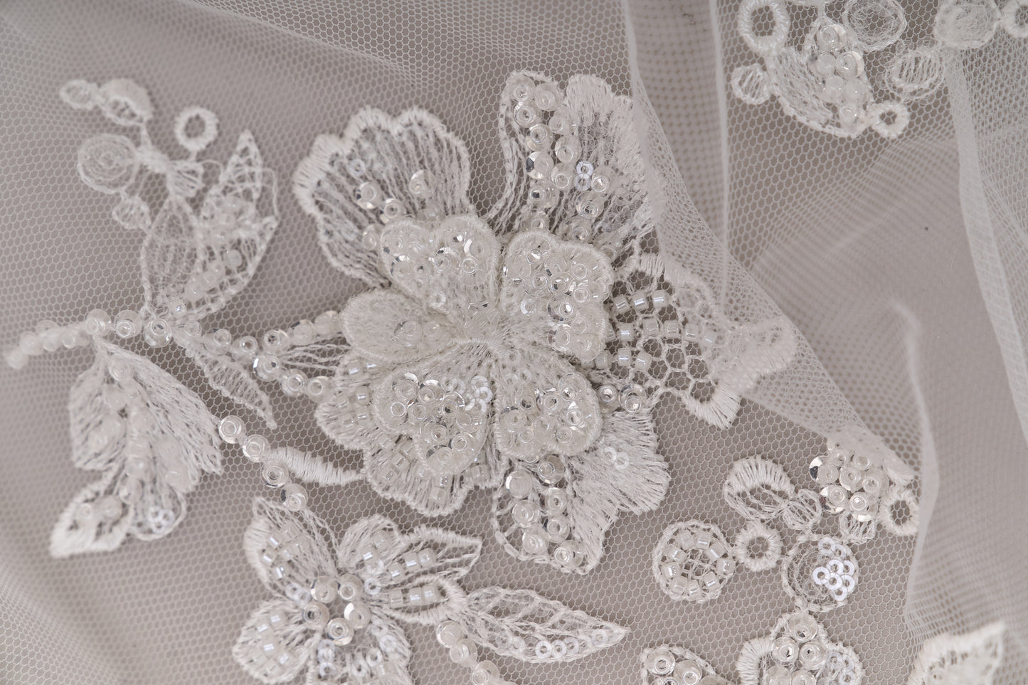 S0683 - EMBROIDERY TULLE WITH 3D FLOWERS