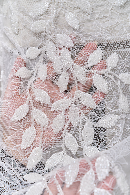 S0702 EMBROIDERY LACE WITH BEADS