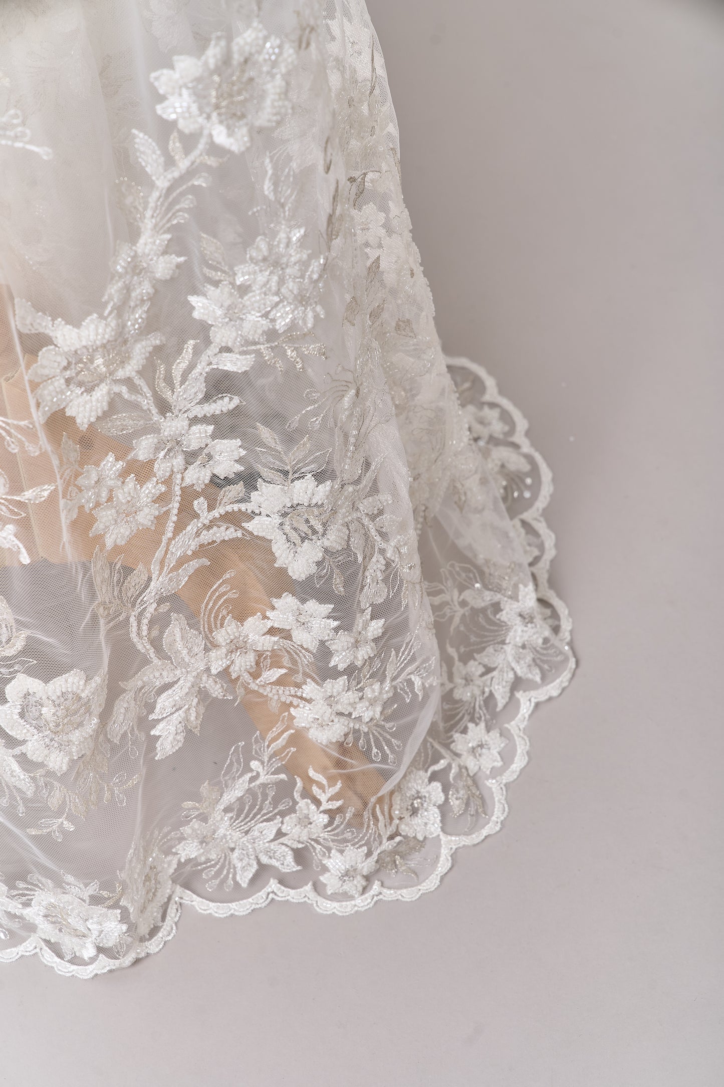 S0694 EMBROIDERY TULLE WITH BEADS