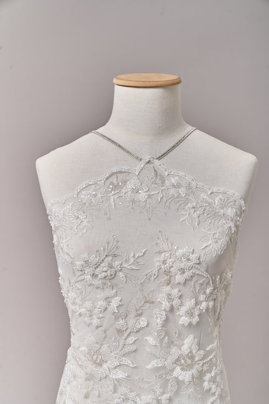 S0694 EMBROIDERY TULLE WITH BEADS