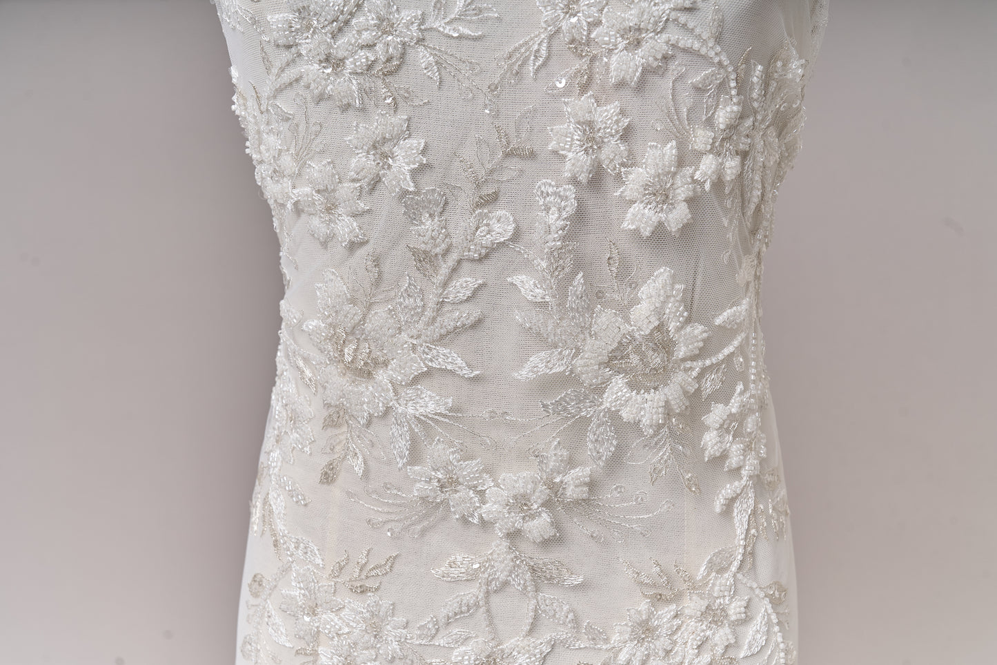 S0694 EMBROIDERY TULLE WITH BEADS