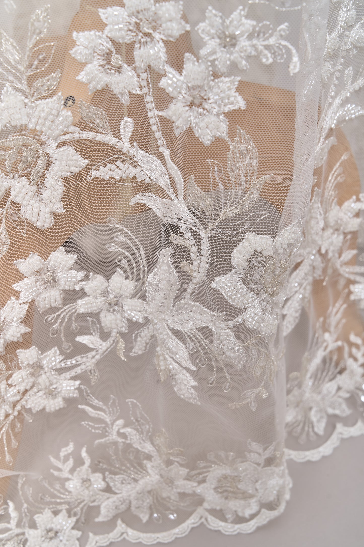 S0694 EMBROIDERY TULLE WITH BEADS