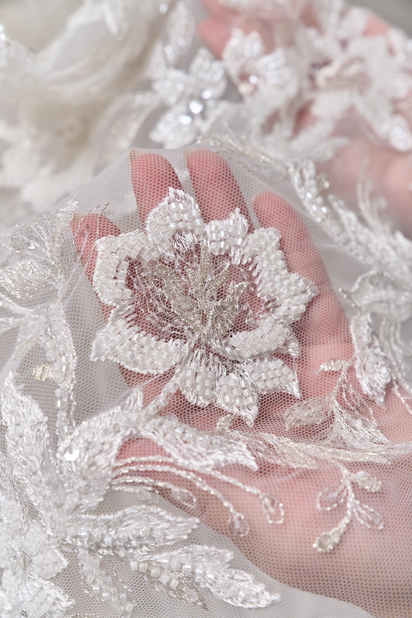 S0694 EMBROIDERY TULLE WITH BEADS