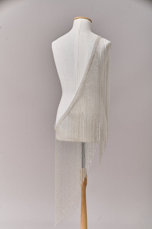 S0708 SILVER BEAD FRINGE TRIM