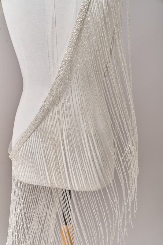 S0708 SILVER BEAD FRINGE TRIM