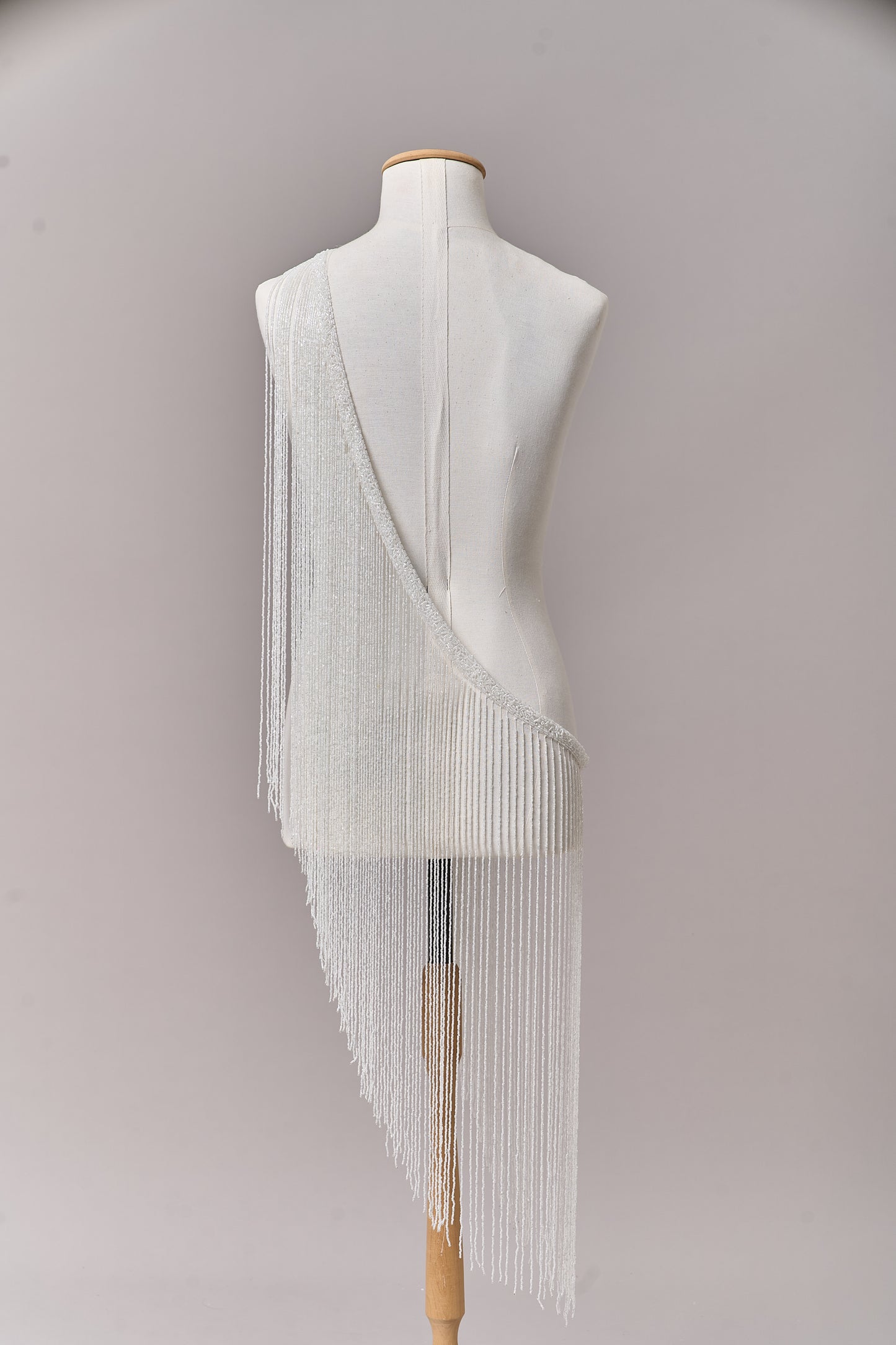 S0708 WHITE BEAD FRINGE TRIM