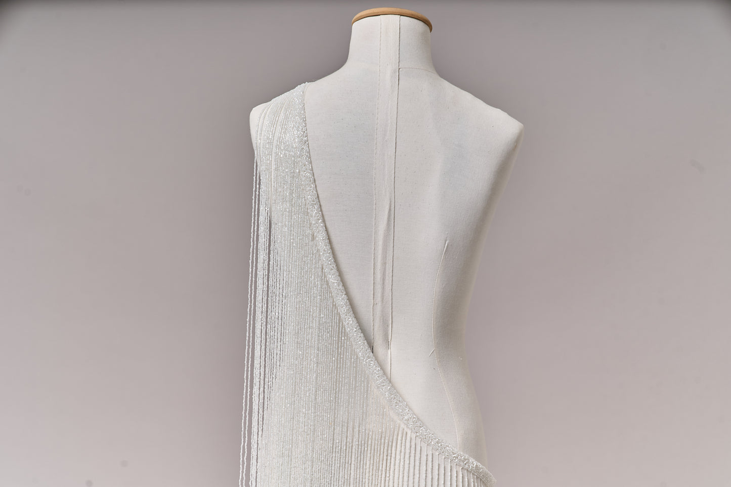 S0708 WHITE BEAD FRINGE TRIM
