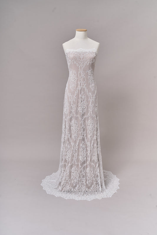 S0249 CHANTILLY EMBROIDERY LACE WITH BEADS