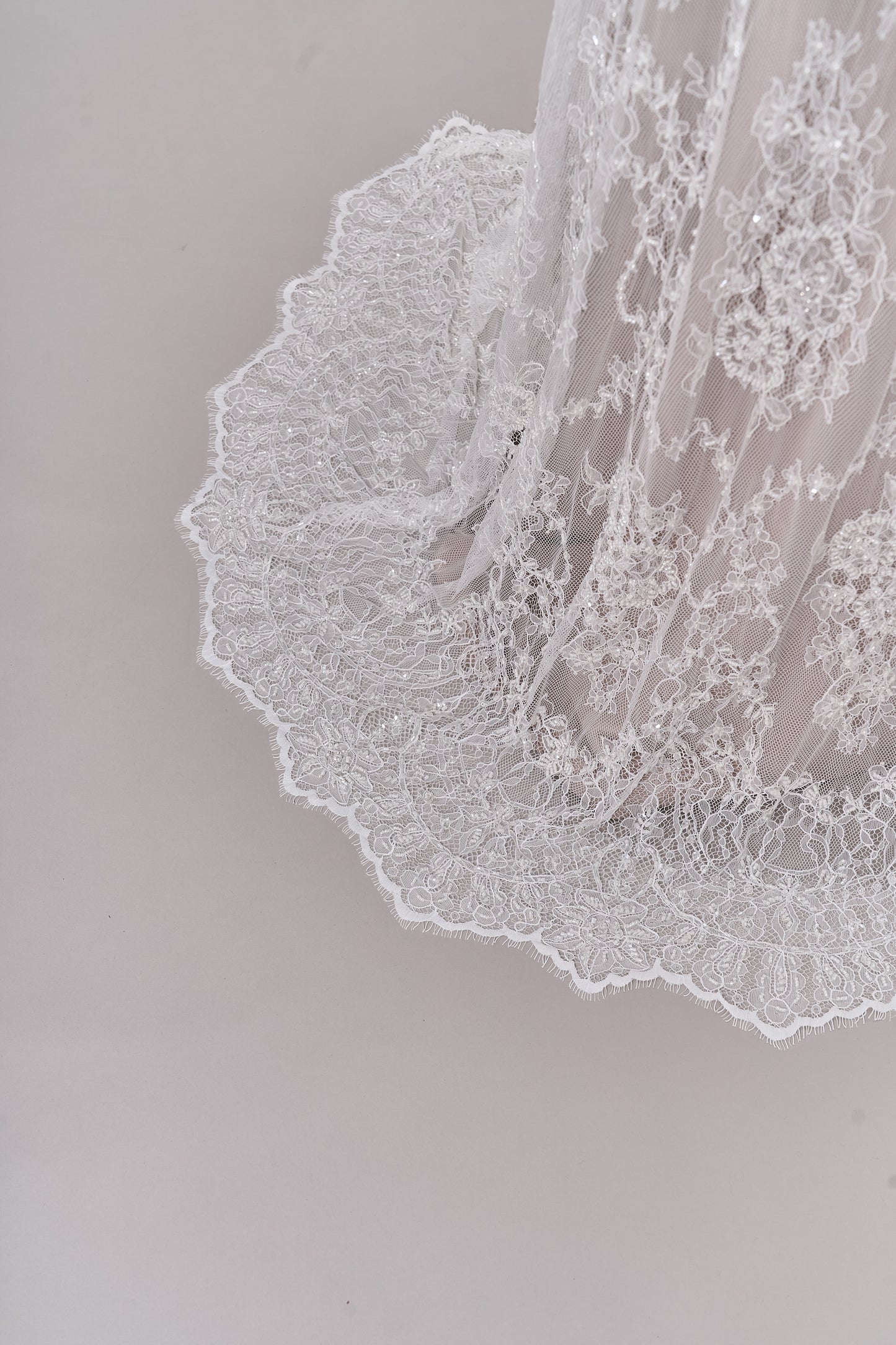 S0249 CHANTILLY EMBROIDERY LACE WITH BEADS