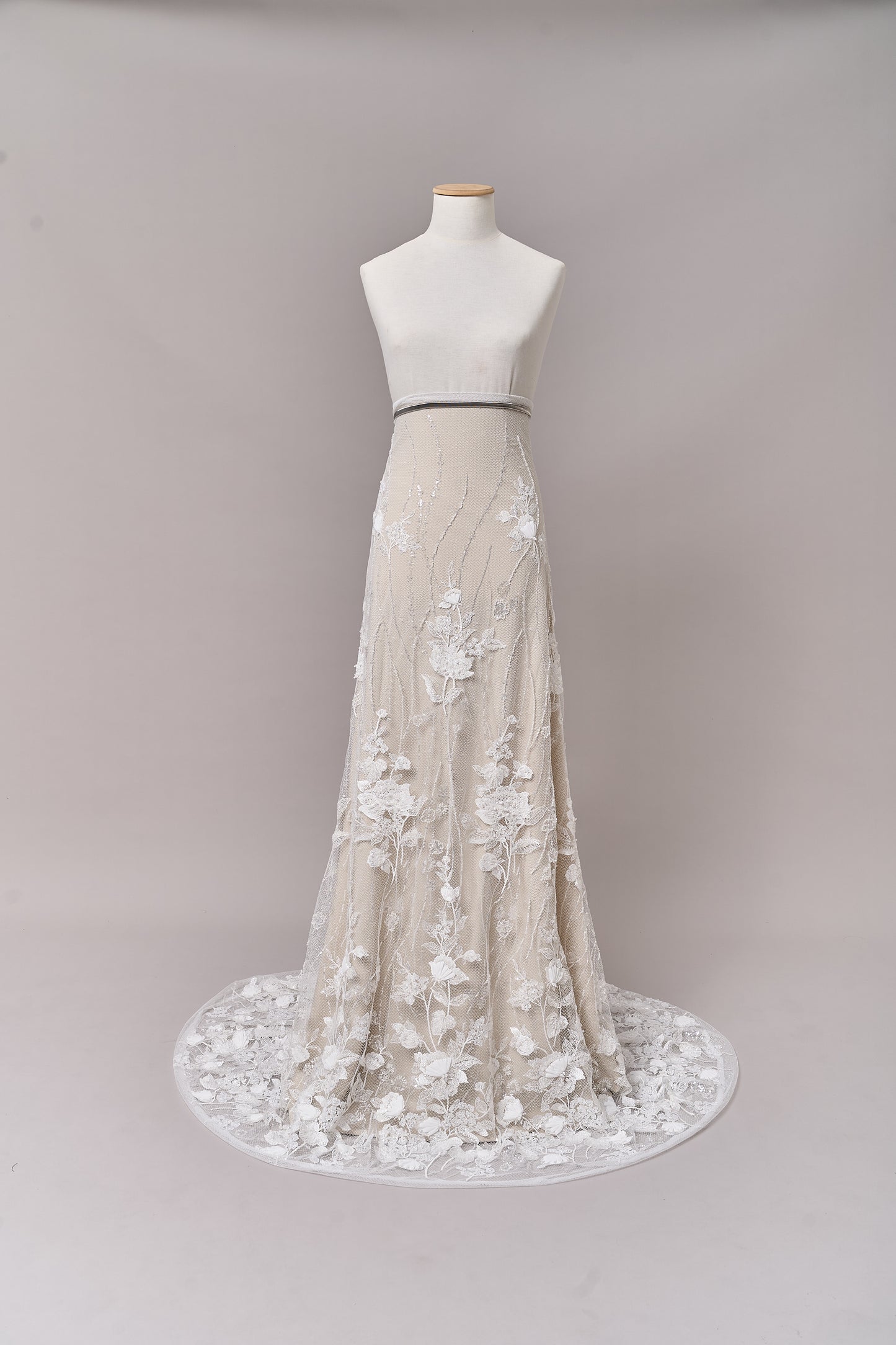 S0684 EMBROIDERY NET WITH 3D CHIFFON FLOWERS
