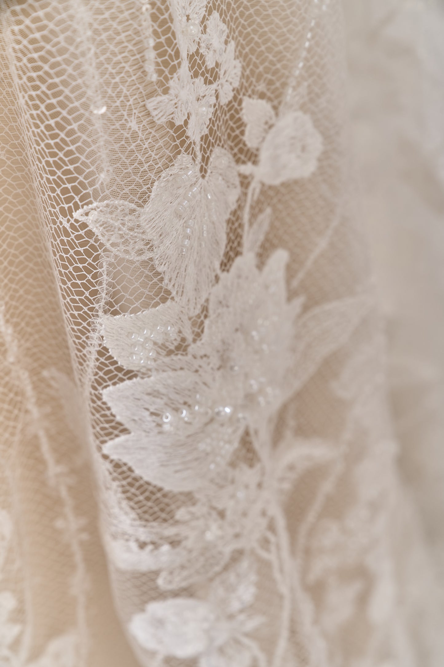 S0684 EMBROIDERY NET WITH 3D CHIFFON FLOWERS
