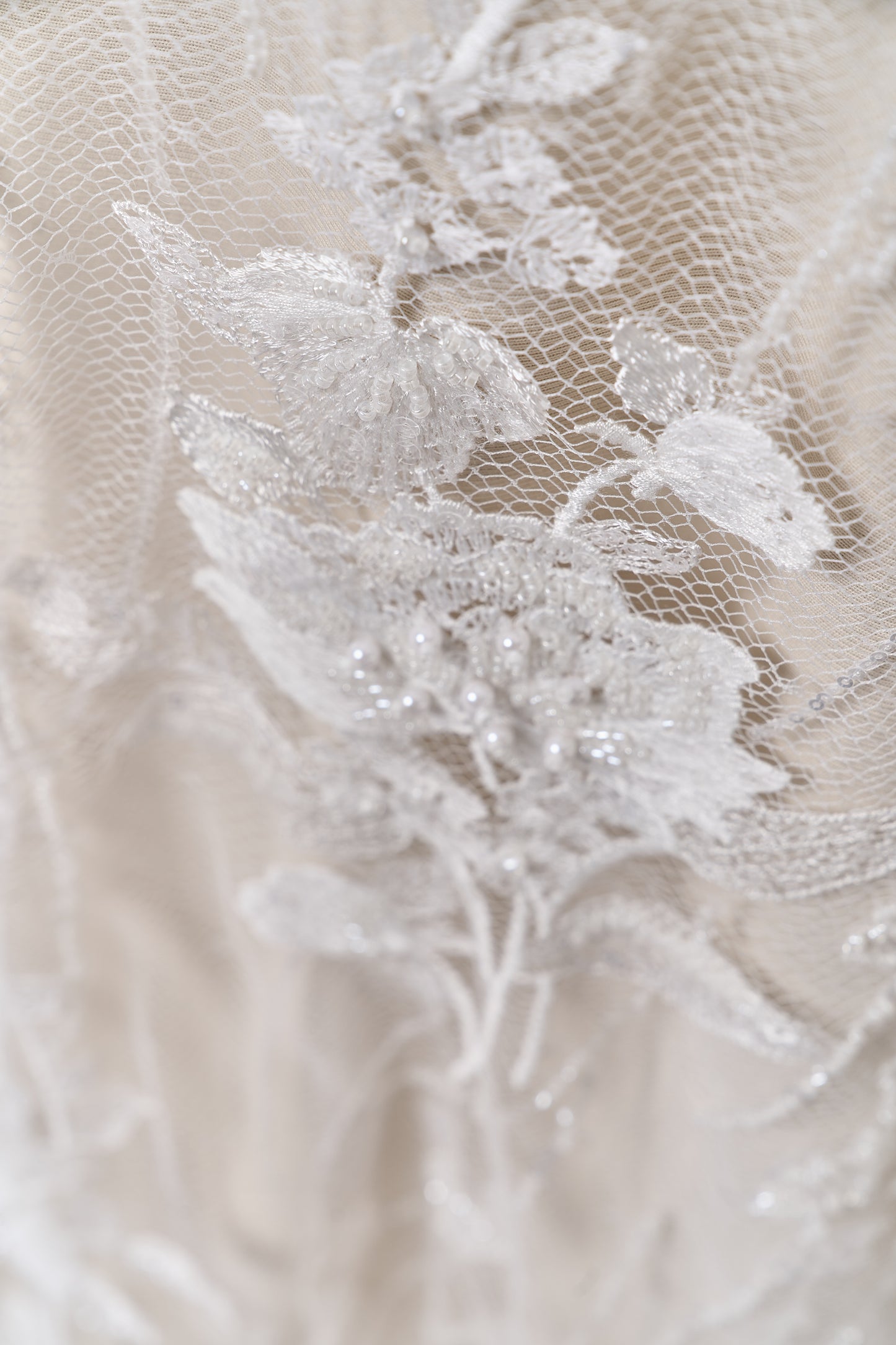 S0684 EMBROIDERY NET WITH 3D CHIFFON FLOWERS