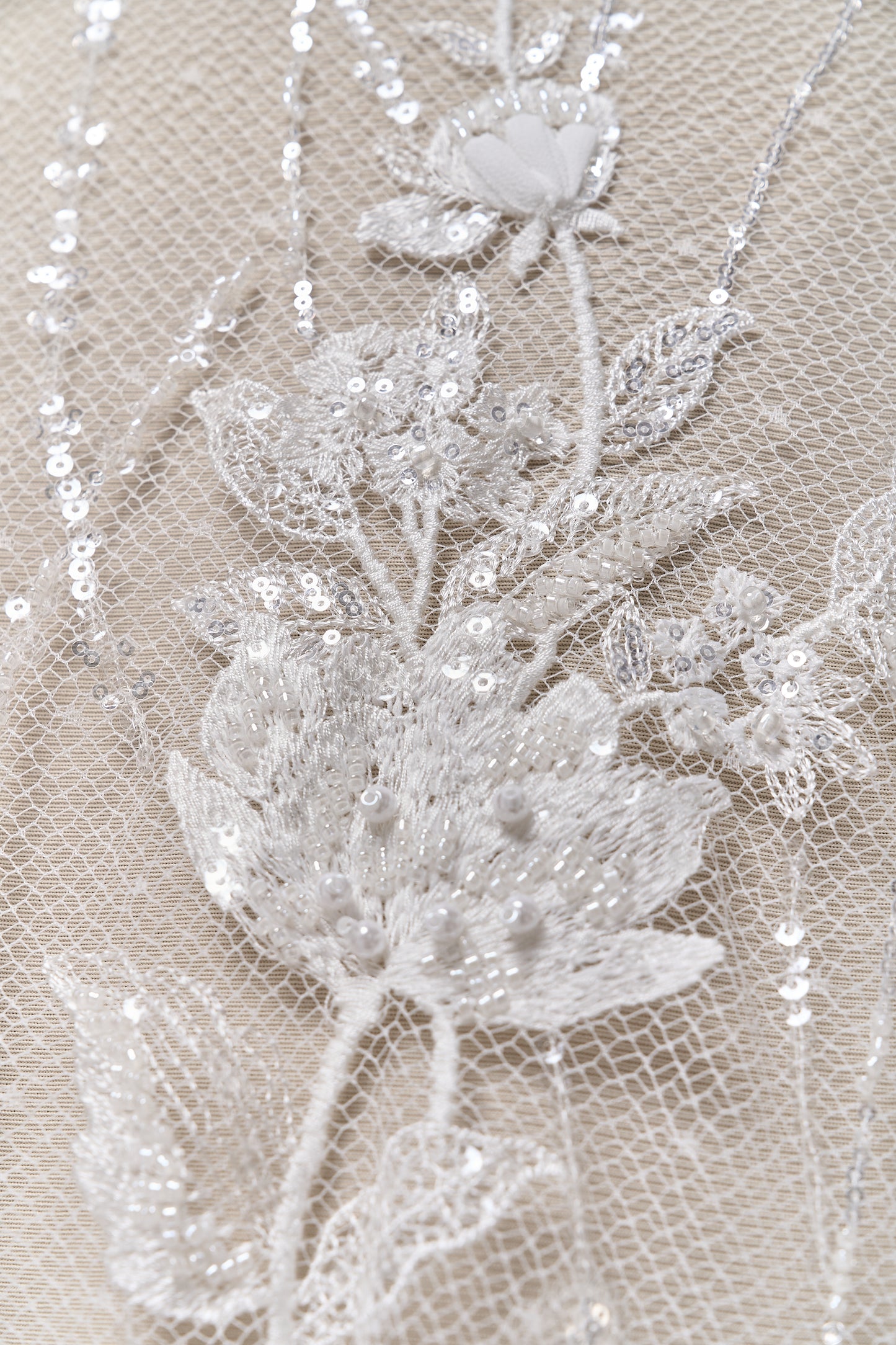 S0684 EMBROIDERY NET WITH 3D CHIFFON FLOWERS
