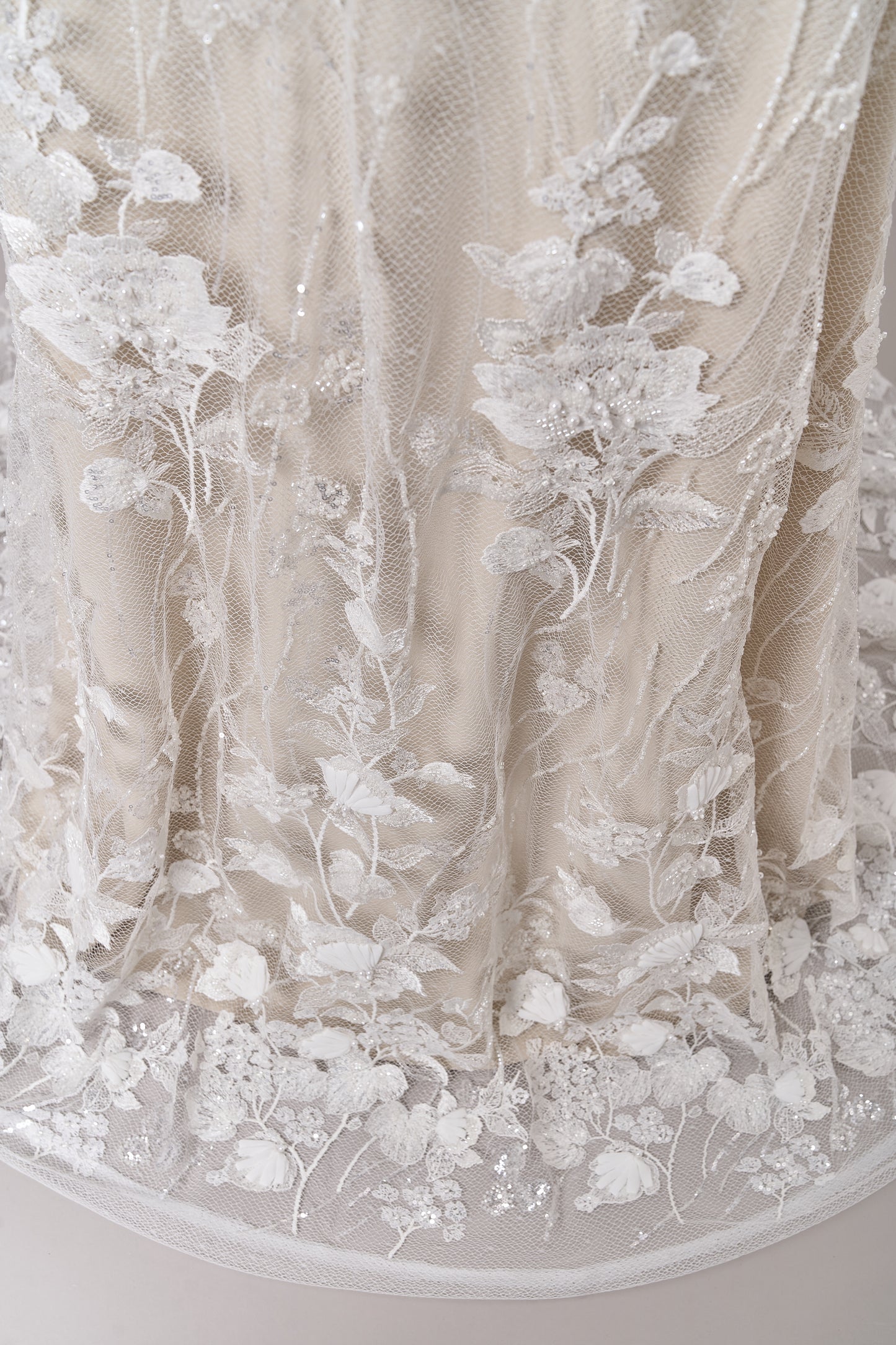 S0684 EMBROIDERY NET WITH 3D CHIFFON FLOWERS