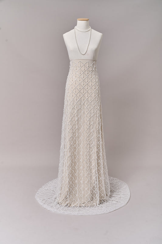 S0709 EMBROIDERY TULLE WITH BEADS