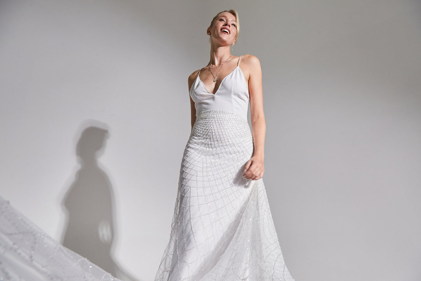 S0645 EMBROIDERY TULLE WITH SILVER BEADS