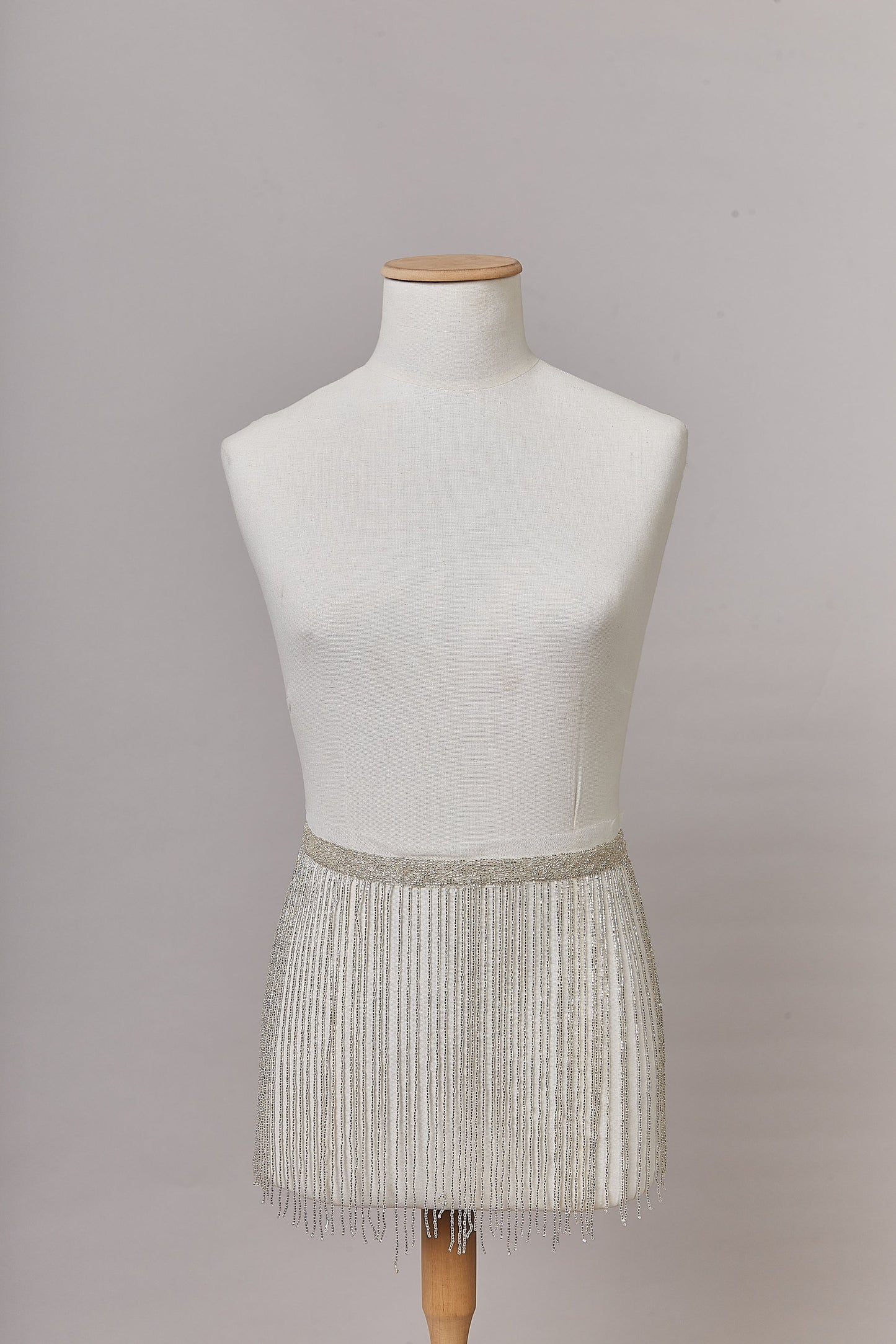 S0647 - EMBROIDERY FRINGE TRIM WITH SILVER BEADS