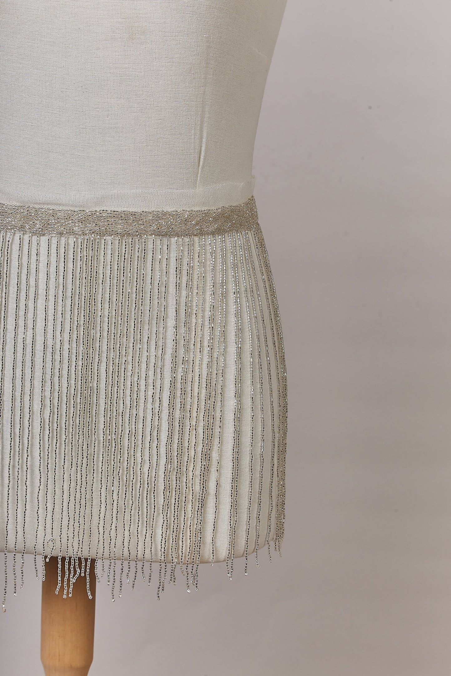 S0647 - EMBROIDERY FRINGE TRIM WITH SILVER BEADS