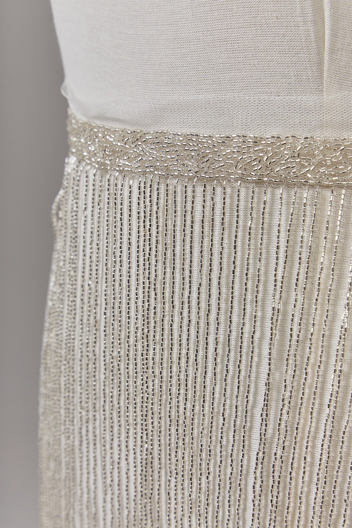 S0647 - EMBROIDERY FRINGE TRIM WITH SILVER BEADS
