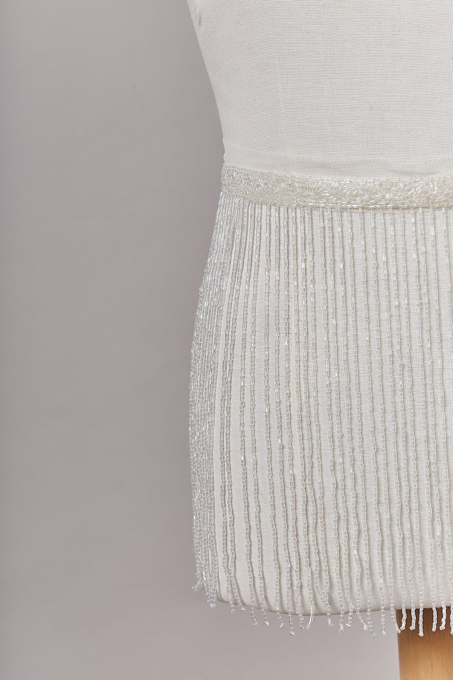 S0647 EMBROIDERY FRINGE TRIM WITH WHITE BEADS