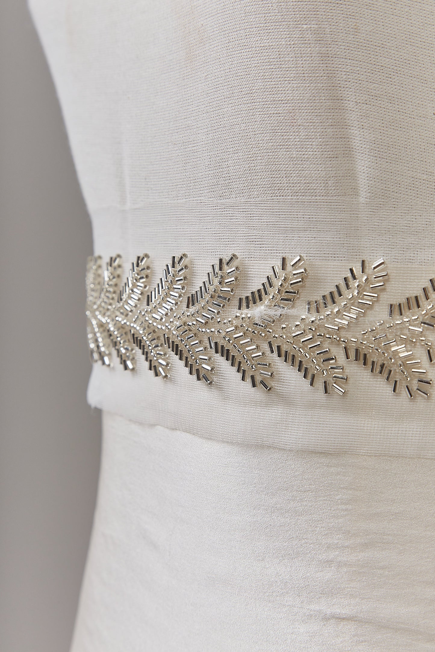 S0651 BEADED TRIM WITH OF SILVER BEADS