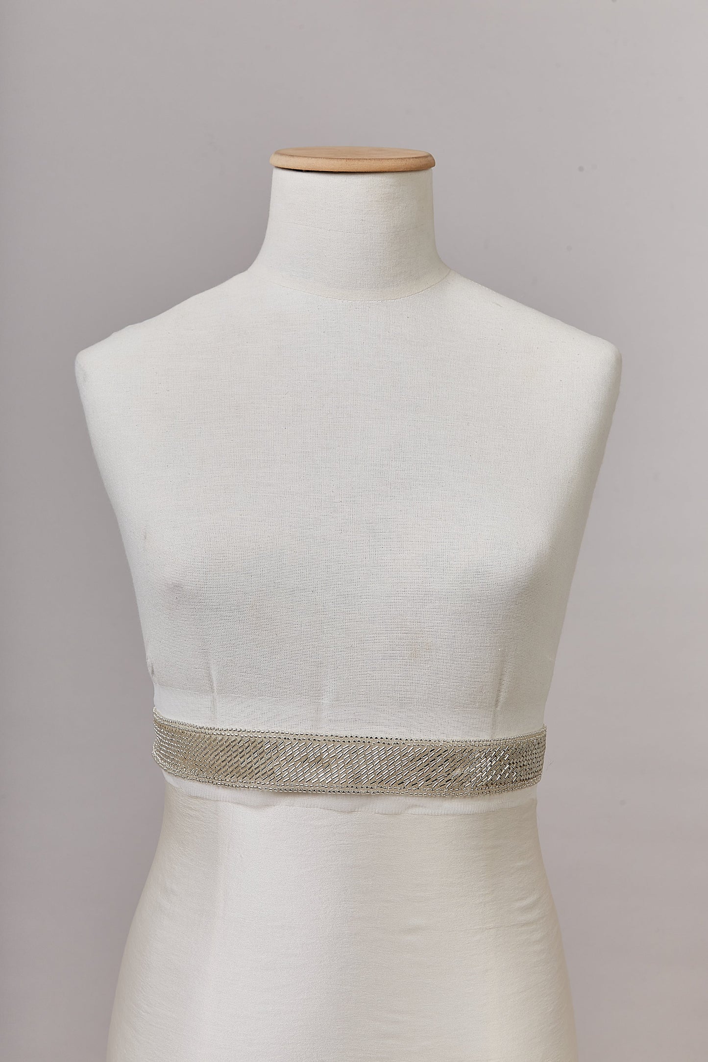 S0649 BEADED TRIM WITH OF SILVER BEADS