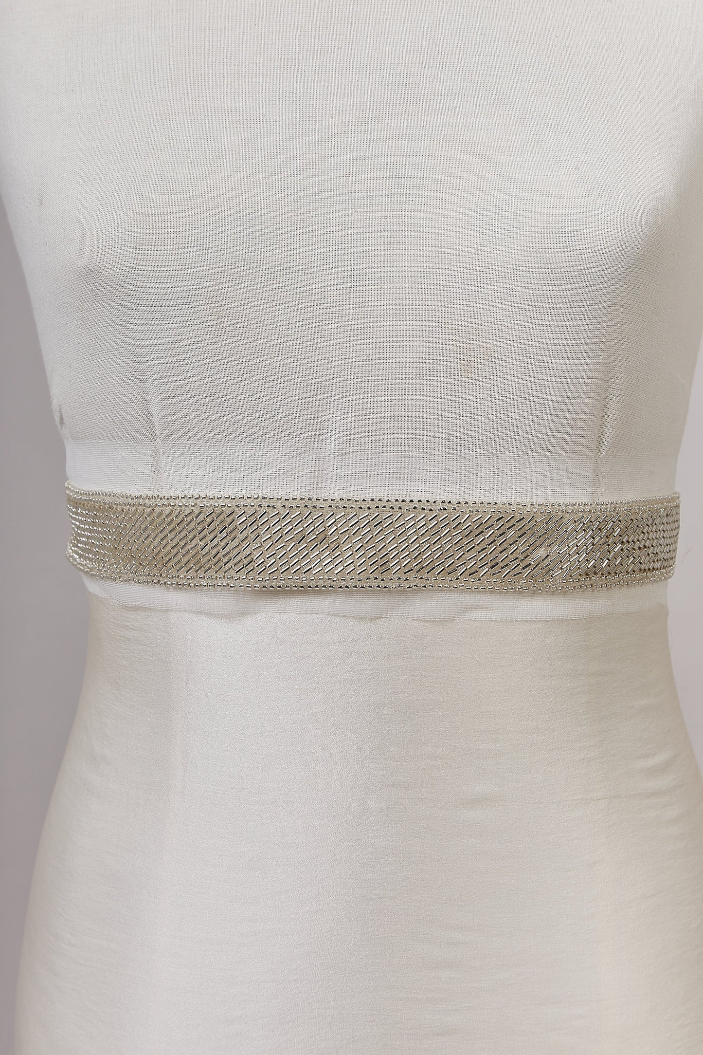 S0649 BEADED TRIM WITH OF SILVER BEADS
