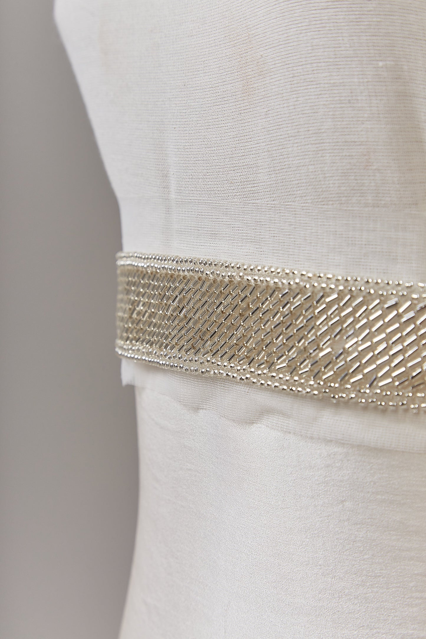 S0649 BEADED TRIM WITH OF SILVER BEADS