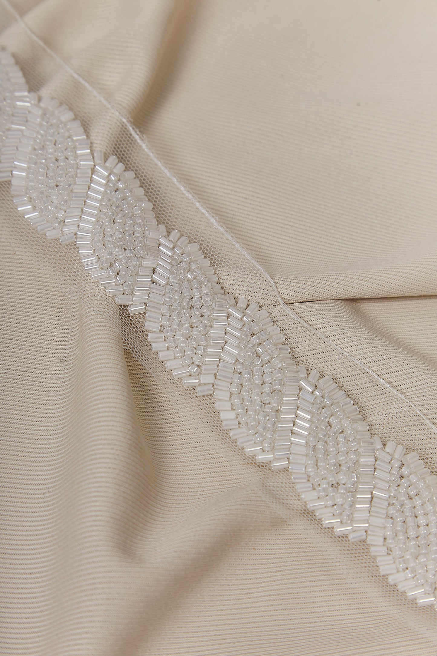 S0653 BEADED TRIM WITH OF WITHE BEADS