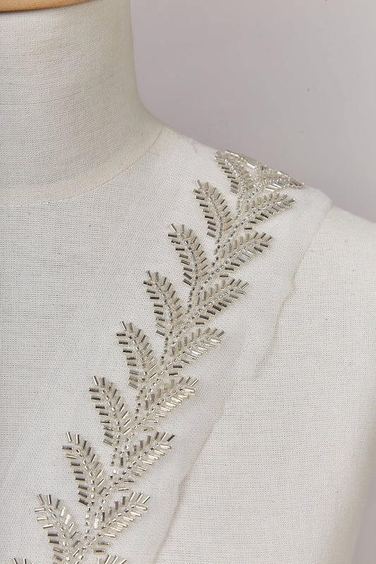 S0651 BEADED TRIM WITH OF SILVER BEADS